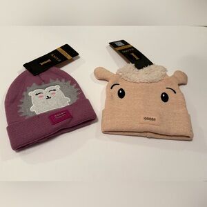 Igloos Set of 2 Kids Animal 5 Bulb LED Lighted Beanie Hats